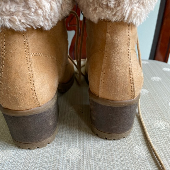 Cliffs by White Mountain tan suede boot with fur , 3in heel - Picture 14 of 16